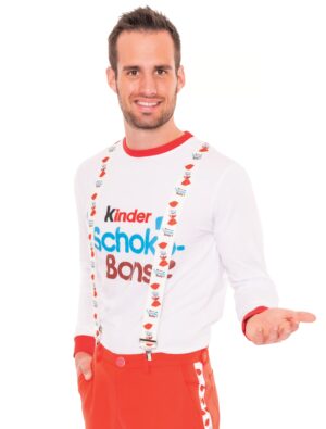 Kostümzubehör Hosenträger kinder Schoko-Bons Farbe: rot/weiß