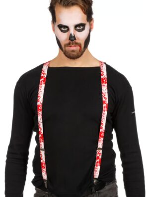 Kostümzubehör Hosenträger mit Blut Farbe: weiß/rot
