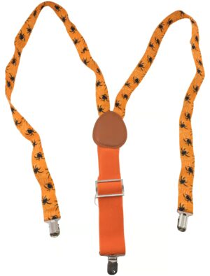 Kostümzubehör Hosenträger mit LED und Spinnen orange/schwarz