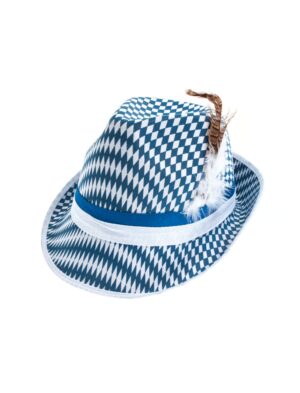 Kostümzubehör Hut Bayern mit Federn blau/weiß