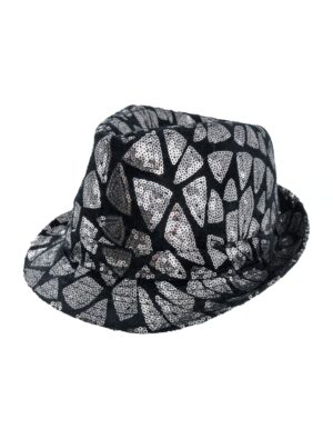 Kostümzubehör Hut Fedora Pailletten schwarz/silber one size