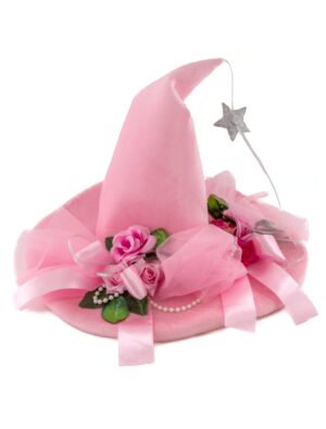 Kostümzubehör Hut Fee mit Schleifen und Blumen pink 59