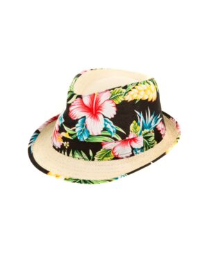 Kostümzubehör Hut Hawaii in Stroh-Optik Farbe: mehrfarbig