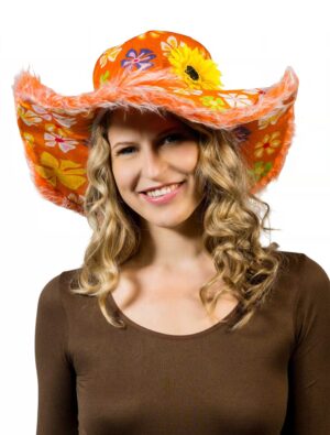 Kostümzubehör Hut Hippie Blumen orange one size