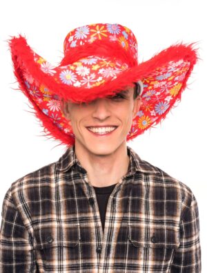 Kostümzubehör Hut Hippie Blumen rot one size