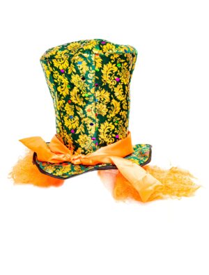 Kostümzubehör Hut Hutmacher mit Haaren orange