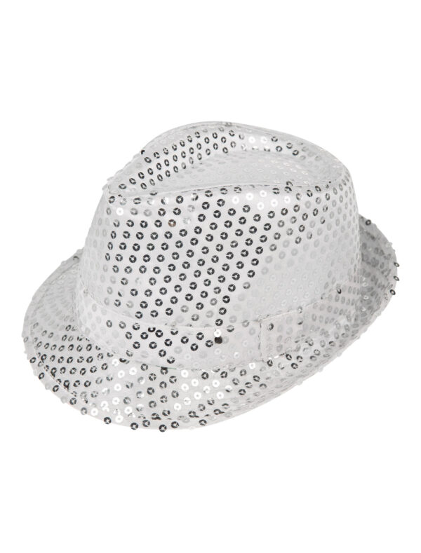 Kostümzubehör Hut Pailletten LED silber one size