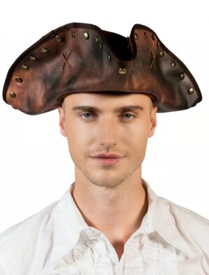 Kostümzubehör Hut Pirat mit Knöpfen braun 59