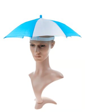 Kostümzubehör Hut Regenschirm blau/weiß