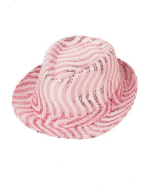 Kostümzubehör Hut Trilby Pailletten Damen rosa/weiß one size