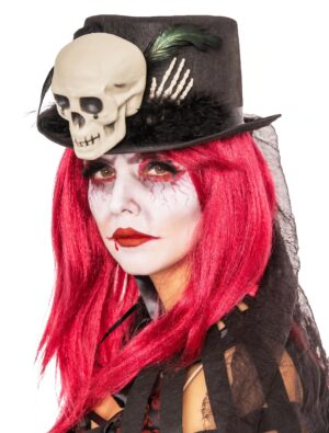 Kostümzubehör Hut schwarz mit Totenkopf