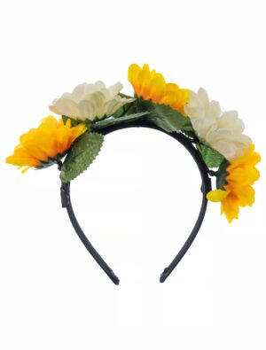 Kostümzubehör JIS Blumenhaarreif Jeck im Sunnesching weiß/gelb