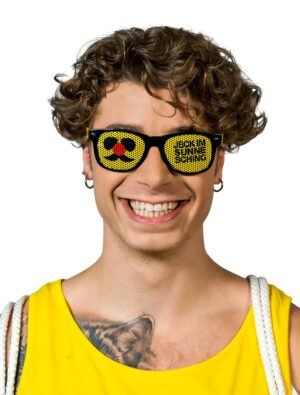 Kostümzubehör JIS Brille Logo mit Flaschenöffner Jeck im Sunnesching schwarz