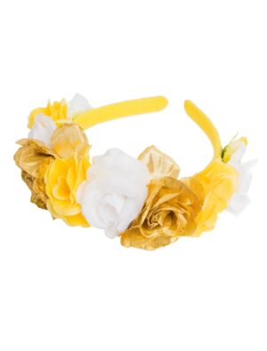 Kostümzubehör JIS Haarreif mit Blumen Jeck im Sunnesching gelb/weiß