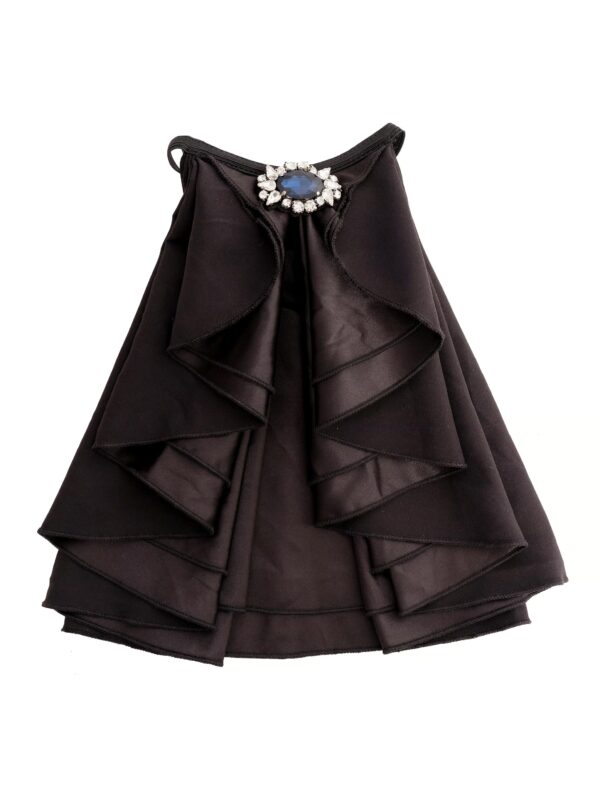 Kostümzubehör Jabot Satin schwarz mit Stein blau