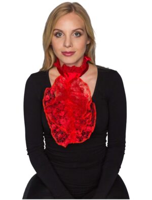 Kostümzubehör Jabot mit Spitze Herren rot one size