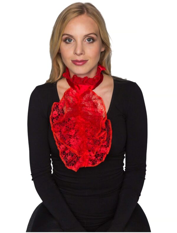 Kostümzubehör Jabot mit Spitze Herren rot one size