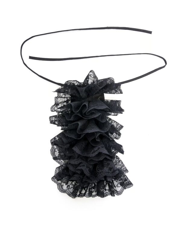 Kostümzubehör Jabot schwarz Spitze 30cm