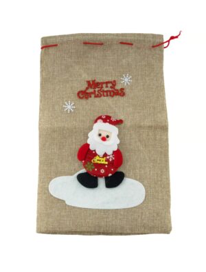 Kostümzubehör Jutesack Merry Christmas beige/rot