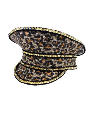 Kostümzubehör Kappe Leopard mit Nieten Farbe: braun
