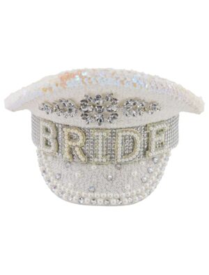 Kostümzubehör Kappe Pailletten Bride weiß one size