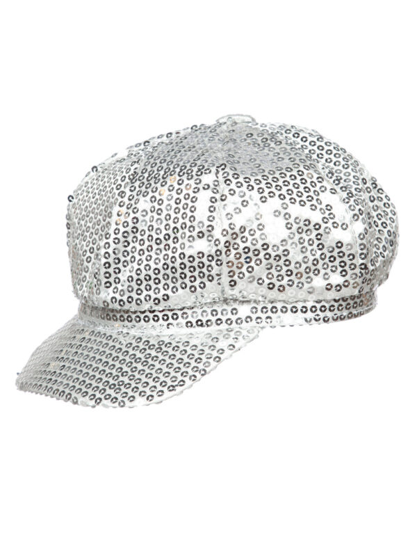 Kostümzubehör Kappe Pailletten silber
