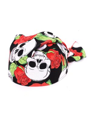 Kostümzubehör Kappe Totenkopf mit Rosen Farbe: schwarz/weiß/rot