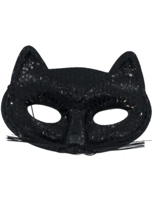 Kostümzubehör Katzenmaske mit Pailletten schwarz