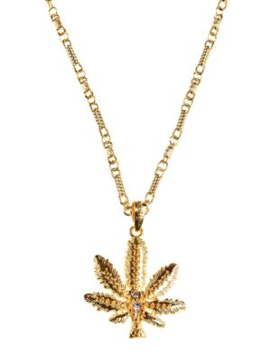Kostümzubehör Kette Cannabis gold