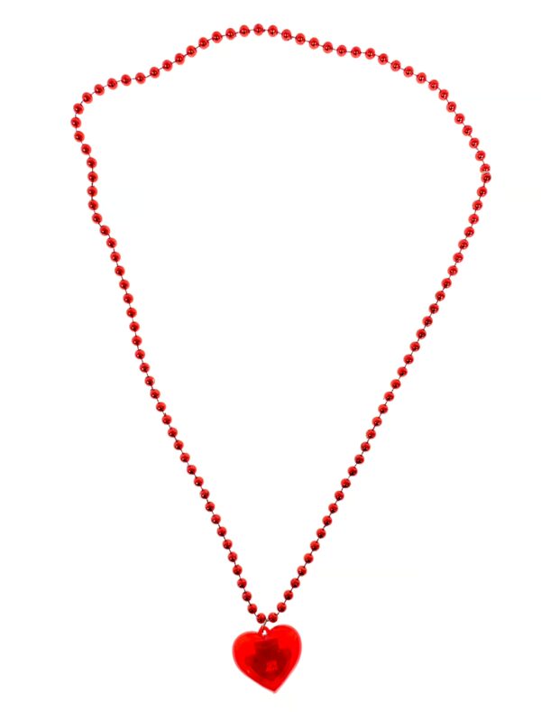 Kostümzubehör Kette Herz leuchtend rot