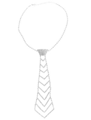 Kostümzubehör Kette Krawatte Strass Farbe: silber