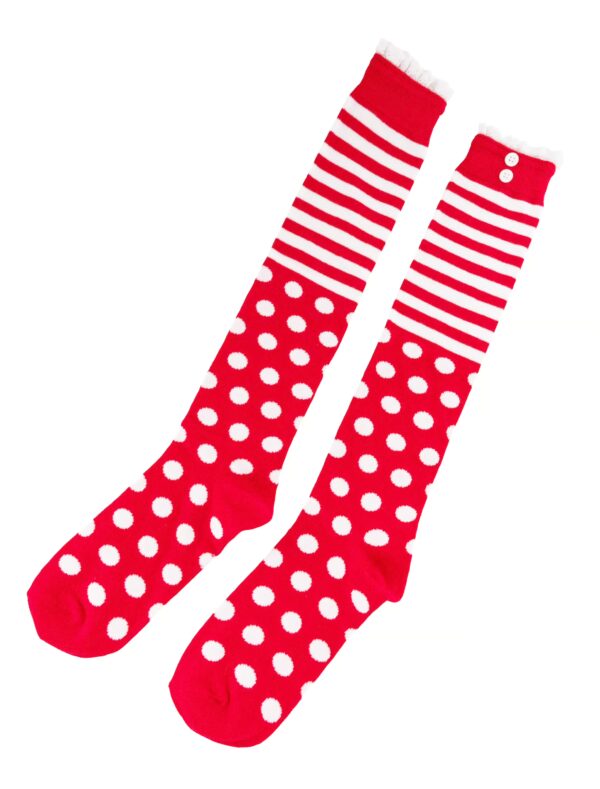 Kostümzubehör Kniestrümpfe mit Punkten rot/weiß one size