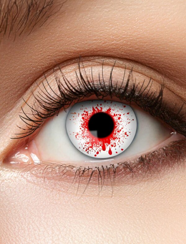 Kostümzubehör Kontaktlinse Bloodsplat rot/weiß -1.0 Dioptrien