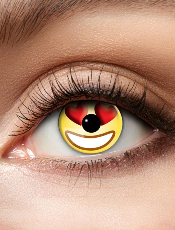 Kostümzubehör Kontaktlinsen Emoji Herz Farbe: gelb