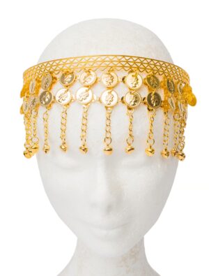Kostümzubehör Kopfschmuck mit Münzen und Glöckchen gold