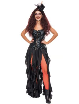 Kostümzubehör Korsett mit Schnallen Damen schwarz L/XL