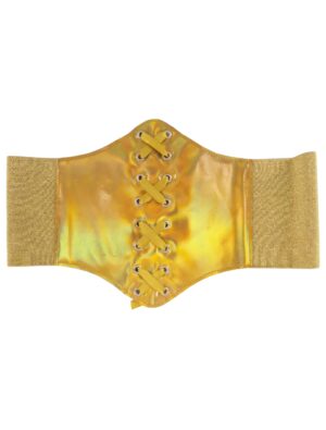 Kostümzubehör Korsettgürtel mit Knöpfen Glitzer gold one size