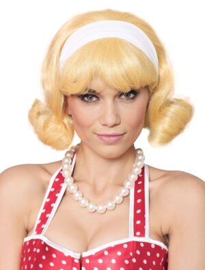 Kostümzubehör Kostümzubehör Perücke 50er mit weißem Haarband blond one size