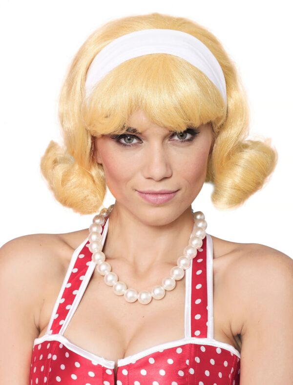 Kostümzubehör Kostümzubehör Perücke 50er mit weißem Haarband blond one size