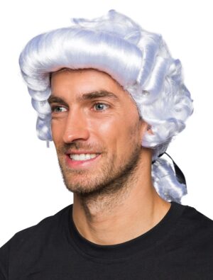 Kostümzubehör Kostümzubehör Perücke Barock lockig mit Zopf weiß one size