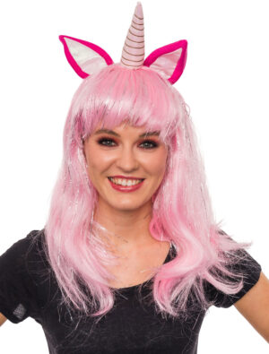 Kostümzubehör Kostümzubehör Perücke Einhorn mit Ohren rosa