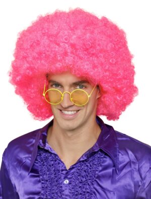 Kostümzubehör Kostümzubehör Perücke Hippie Lockenkopf neonpink one size