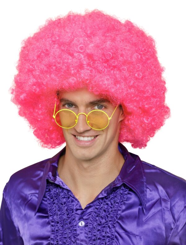 Kostümzubehör Kostümzubehör Perücke Hippie Lockenkopf neonpink one size