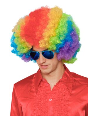 Kostümzubehör Kostümzubehör Perücke Hippie Lockenkopf rainbow one size