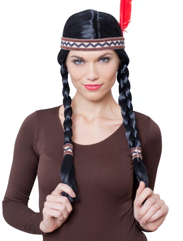 Kostümzubehör Kostümzubehör Perücke Indianerin Ama mit Haarband schwarz
