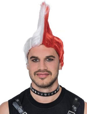 Kostümzubehör Kostümzubehör Perücke Irokese rot/weiß