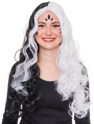 Kostümzubehör Kostümzubehör Perücke Langhaar große Locken schwarz/weiß