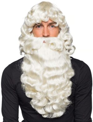 Kostümzubehör Kostümzubehör Perücke Nikolaus mit Bart lockig weiß one size