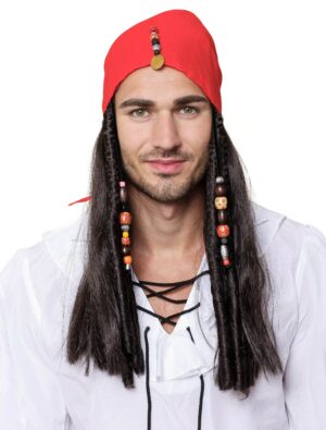 Kostümzubehör Kostümzubehör Perücke Pirat mit Bandana Farbe: schwarz