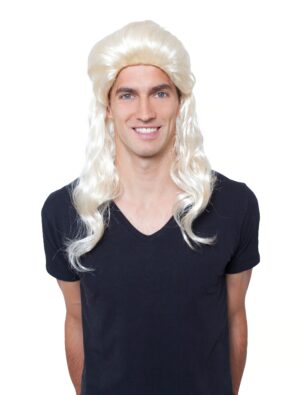 Kostümzubehör Kostümzubehör Perücke Vokuhila lang blond one size
